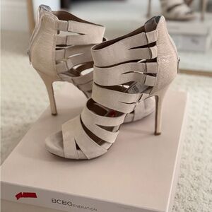BCBGeneration Women's Beige Strappy Heels